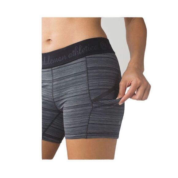 Lululemon Stripe Biker Running Shorts Sz 6 Small - Picture 1 of 11